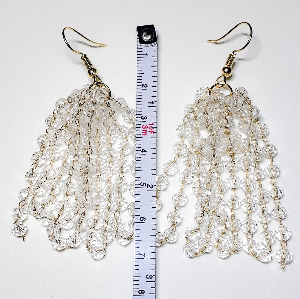 🎀Stunning Long Crystal Tassel Earrings - Picture 3 of 5